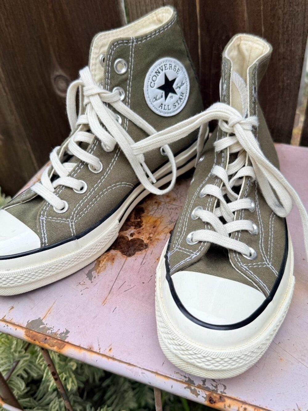 Olive Converse High Top Tennis Shoes Sneakers Chucks Size Womens 6.5 Mens 4.5